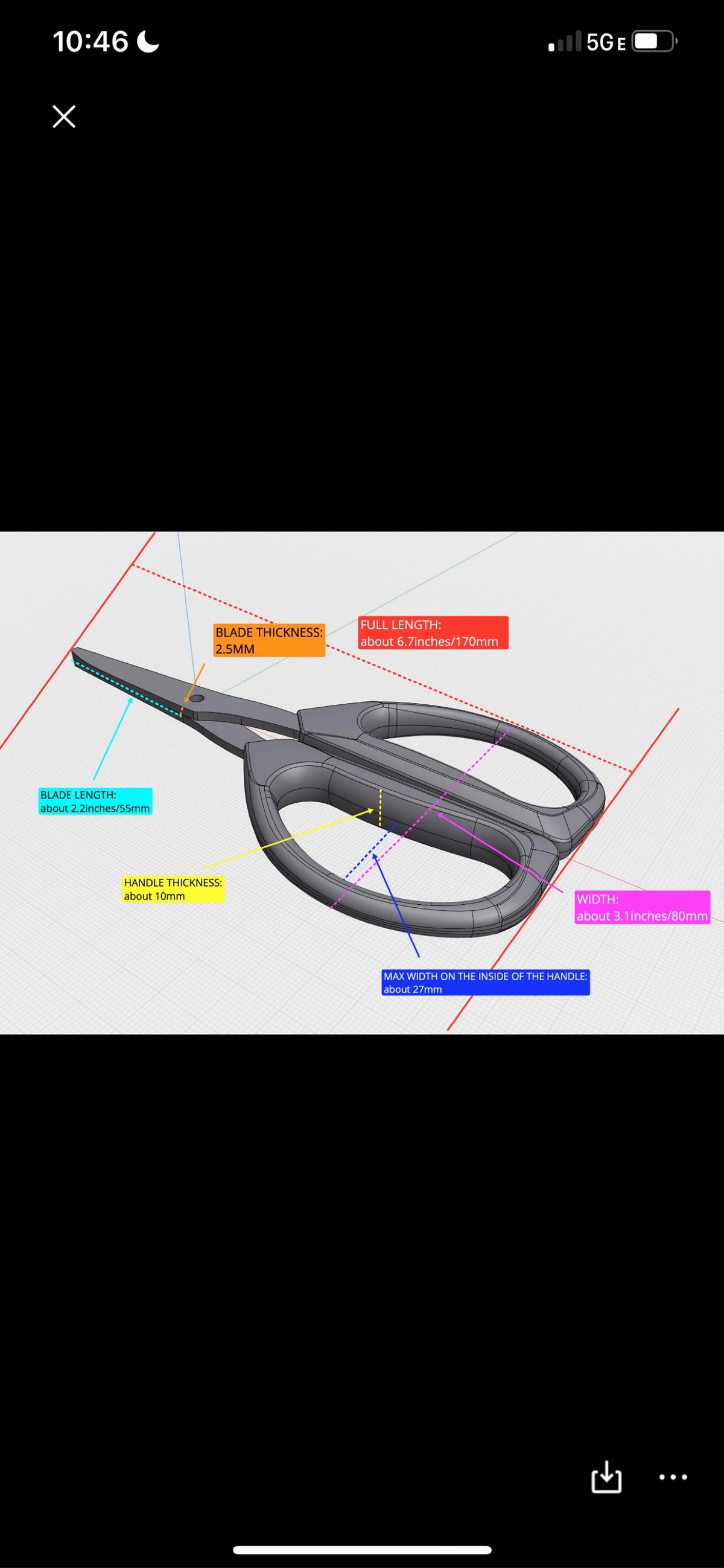 Smithwick kitchen shears dimensions diagram